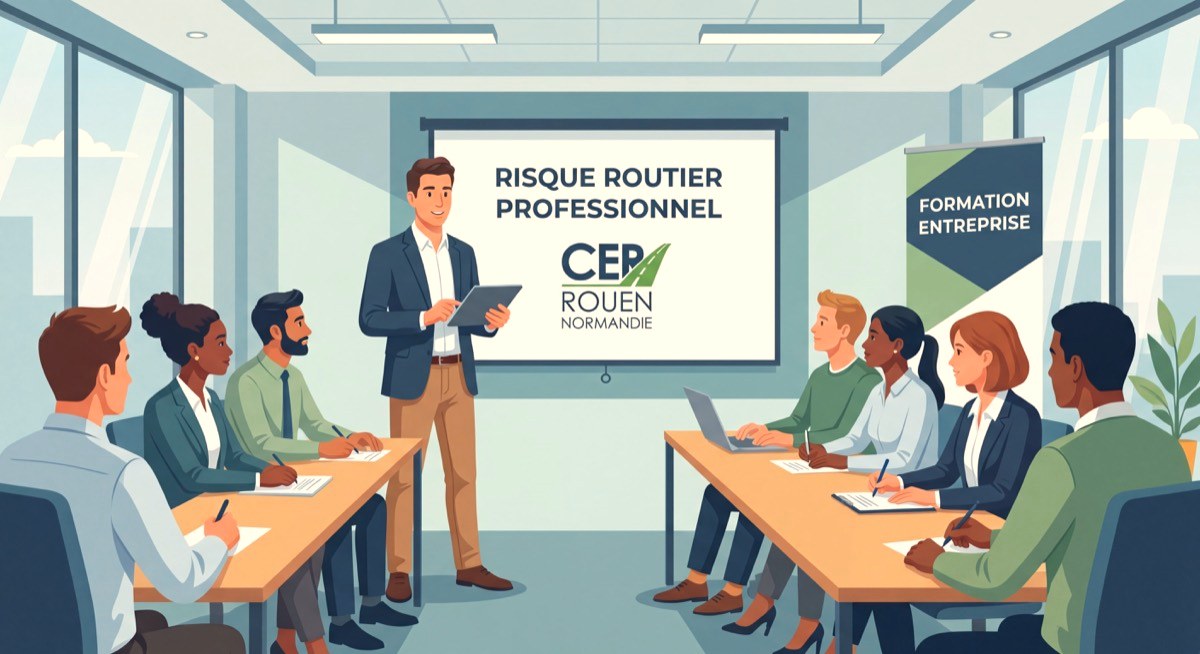 Formateur CER Rouen Normandie animant une session de sensibilisation au risque routier professionnel en entreprise